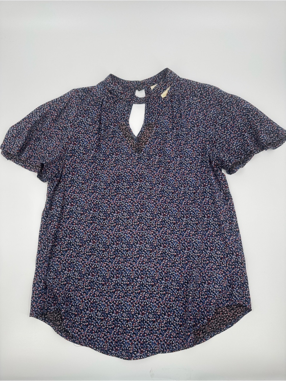 Maeve Women’s Navy Floral Keyhole Blouse SizeS